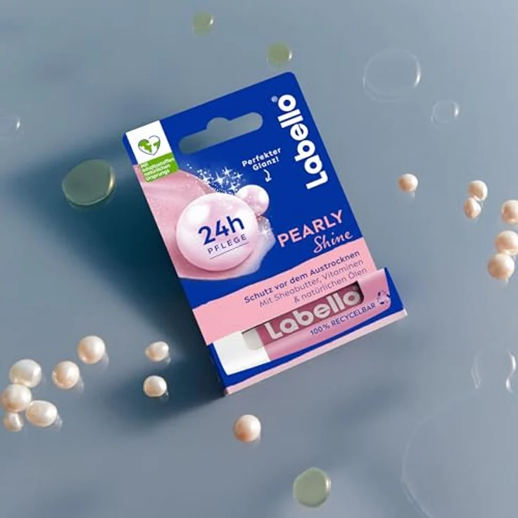 Labello Pearly Shine Lippenpflegestift, schimmernder Perlglanz für 24h Feuchtigkeit, Lippenbalsam mit Sheabutter und natürlichen Ölen, zartes Pastellrosa (4,8 g) – Bild 3