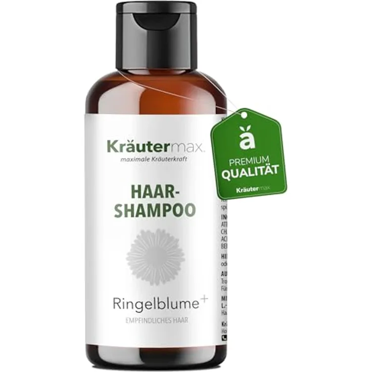 Kräutermax Ringelblume Haar Shampoo 1 x 250 ml, Shampoo mit Ringelblume und Granatapfelextrakten, ohne Paraffine und Vaseline, natürliche Haarpflege