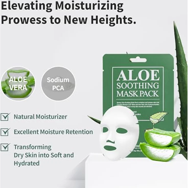 Benton Aloe Beruhigende Maskenpackung 23g 10er Packung - Aloe & Grüntee-Blattwasser, feuchtigkeitsspendend & kühlend – Bild 3