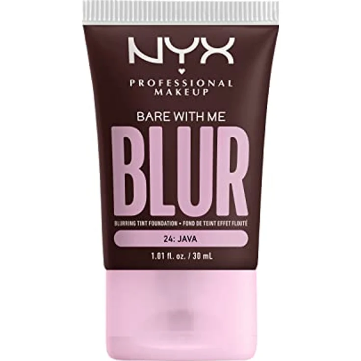 NYX Professional Makeup Weichzeichnende Foundation mit mittlerer Deckkraft und mattem Finish, Bis zu 12 Stunden Pflege und Feuchtigkeit, Mit Niacinamiden, Bare with Me, Farbe: Java, 1 x 30 ml – Bild 1