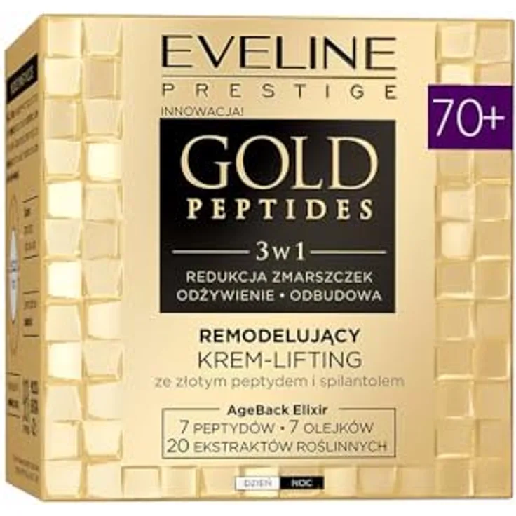 Eveline Cosmetics Gold Peptides Luxus Liftingcreme 70+, Anti-Falten Gesichtscreme für reife Haut, 50ml, feuchtigkeitsspendend, straffend, Tag- & Nachtanwendung