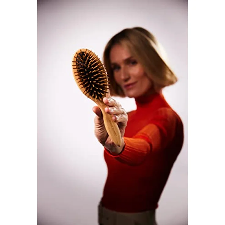 Margot Schmitt Pneumassage Bambus Haarbürste Oval, Naturfarben, 63 g – Bild 5