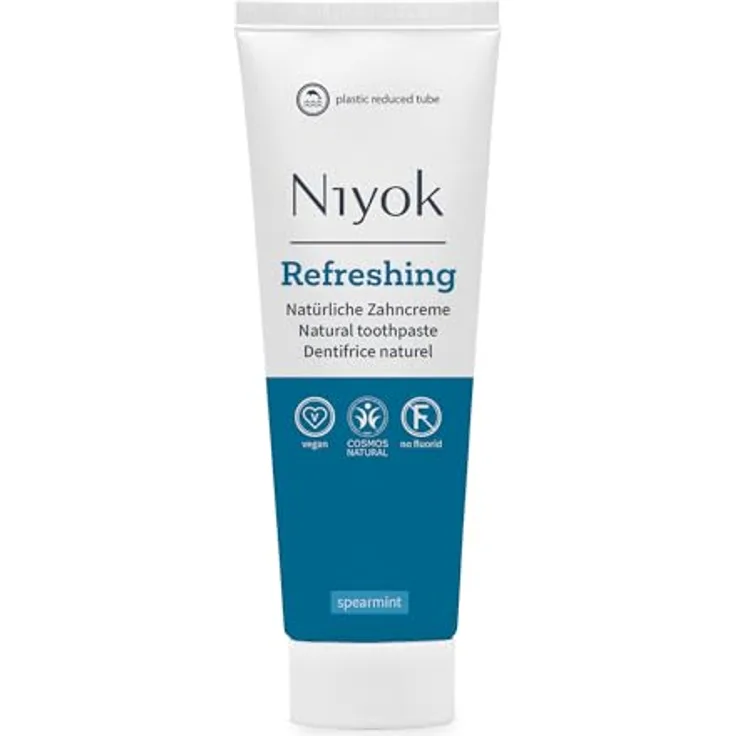 Niyok® Refreshing Zahnpasta "Spearmint" (75ml) • Remineralisierende Zahnpasta für gesunde Zähne • Natürlich sanfte Pflege & Frische • Plastikreduzierte Tube • Ohne Fluorid & Vegan.