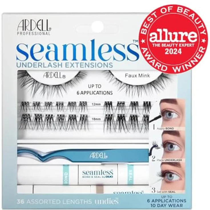 ARDELL Seamless Underlash Extensions Kit Fauxmink | Natürliche Wimpernverlängerung bis zu 10 Tage | Set inkl. Remover, Applicator, Bond & Seal | 36 Wimpern Extensions in 4 Längen – Bild 2