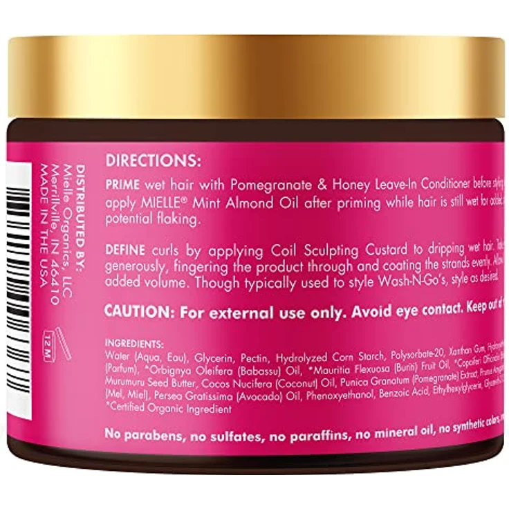 Mielle Organics Curling Custard, 340 ml, Granatapfel & Honey, ohne Paraben, Mineralöl, synthetische Farben – Bild 2