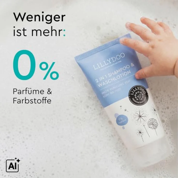 LILLYDOO Baby 2 in 1 Shampoo & Waschlotion, parfümfrei und farbstofffrei, 150ml, dermatologisch – Bild 4