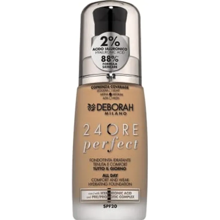 Deborah Milano - 24 Stunden Flüssigkeitsfoundation Perfect Feuchtigkeitsspendende SPF 20, Nr. 3.2 Hazelnut, 30,0 ml, 1