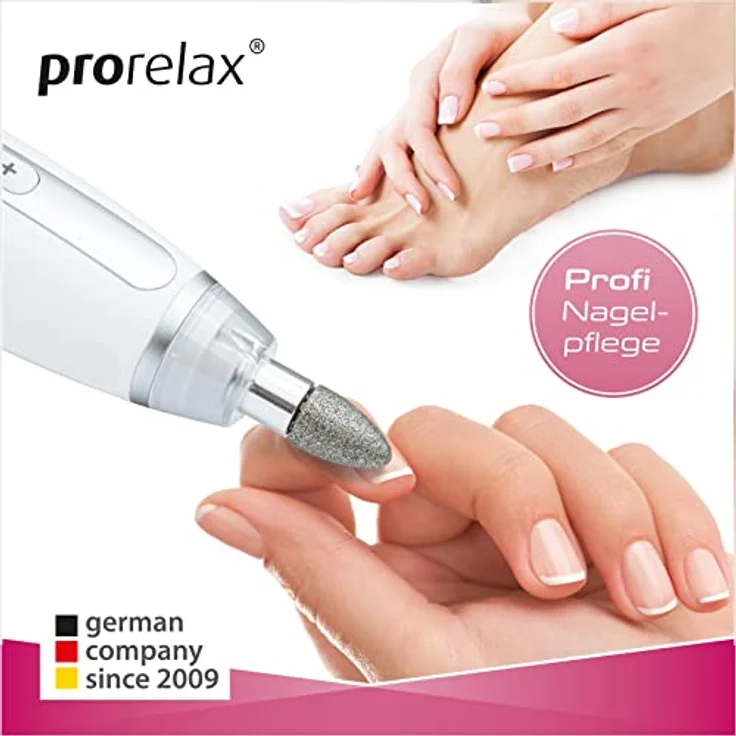 prorelax Maniküre- / Pediküre-Set | Damen/Herren | Professionelles Hand- und Fußpflege-Set mit Akku für Zuhause und unterwegs | 10 hochwertige Aufsätze aus chirurgischem Stahl | Mit LED-Licht – Bild 3