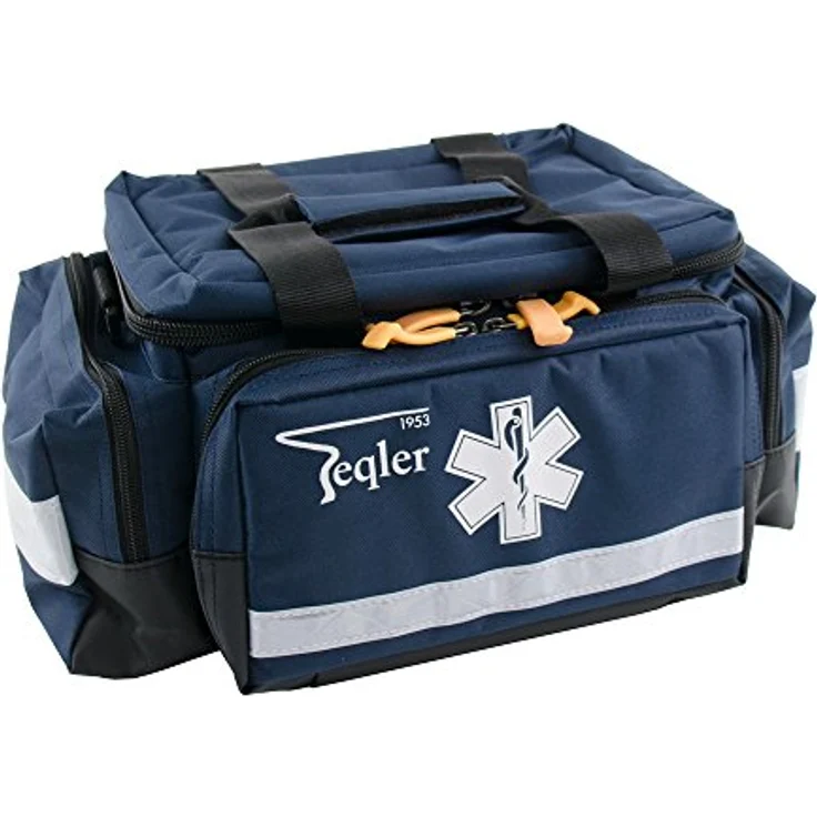 Teqler T-131063BL Rettungstasche Lüttich, wasserabweisendes Nylon, klein, 43 x 21 x 27 cm, mit gepolsterten Tragegriffen und reflektorierenden Streifen – Bild 1