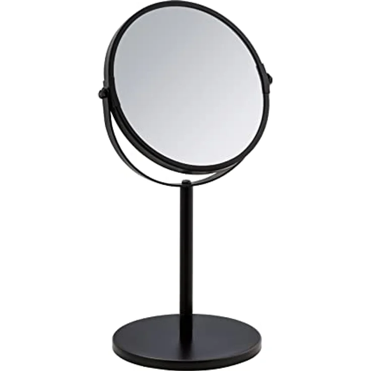 WENKO Kosmetik-Standspiegel Assisi Ø 17 cm Schwarz - schwenkbarer Schminkspiegel mit 3-fach Vergrößerung, Spiegelfläche ø 16 cm 300 % Vergrößerung, Stahl, 18.5 x 34.5 x 15 cm, Schwarz – Bild 2