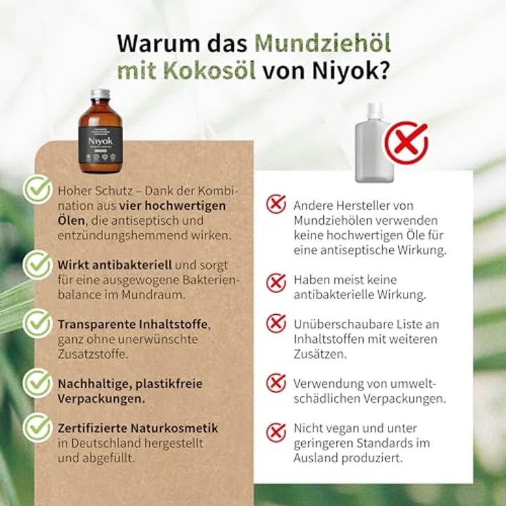 Niyok Mundspülung Mundziehöl, natürliche Pflege mit Bio-Kokosöl und erfrischender Pfefferminze, 200ml in plastikfreier Glasflasche – Bild 5