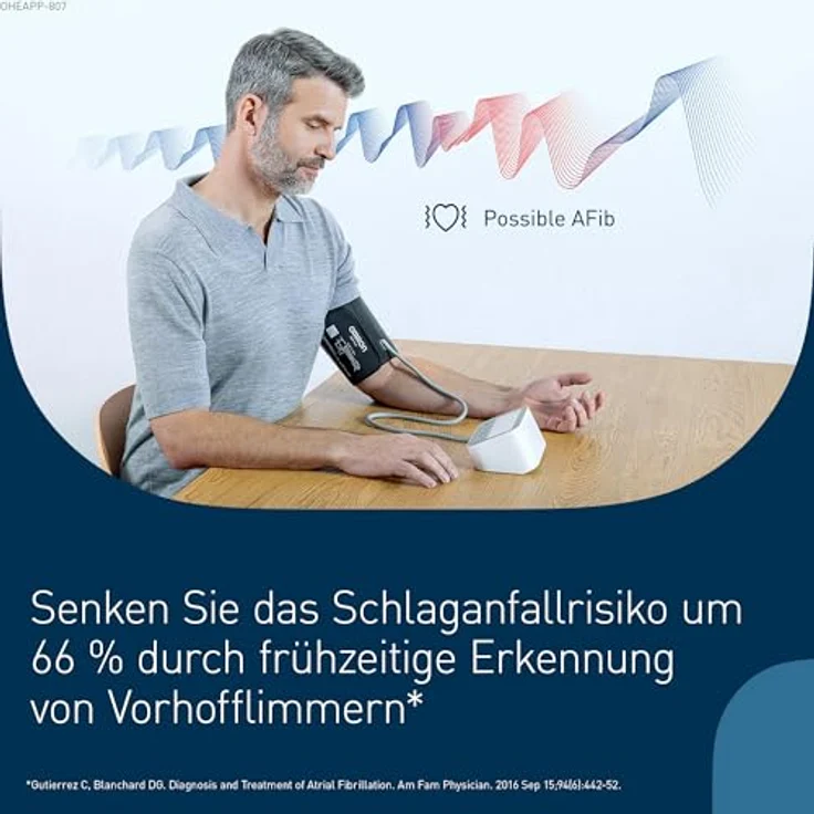 OMRON X4 Connect AFib, Automatisches Blutdruckmessgerät mit Bluetooth und App, Oberarm-Blutdruckmessgerät zur Vorhofflimmern-Erkennung, klinisch validiert, für Diabetiker & Schwangere, 22-42 cm Manschette – Bild 2