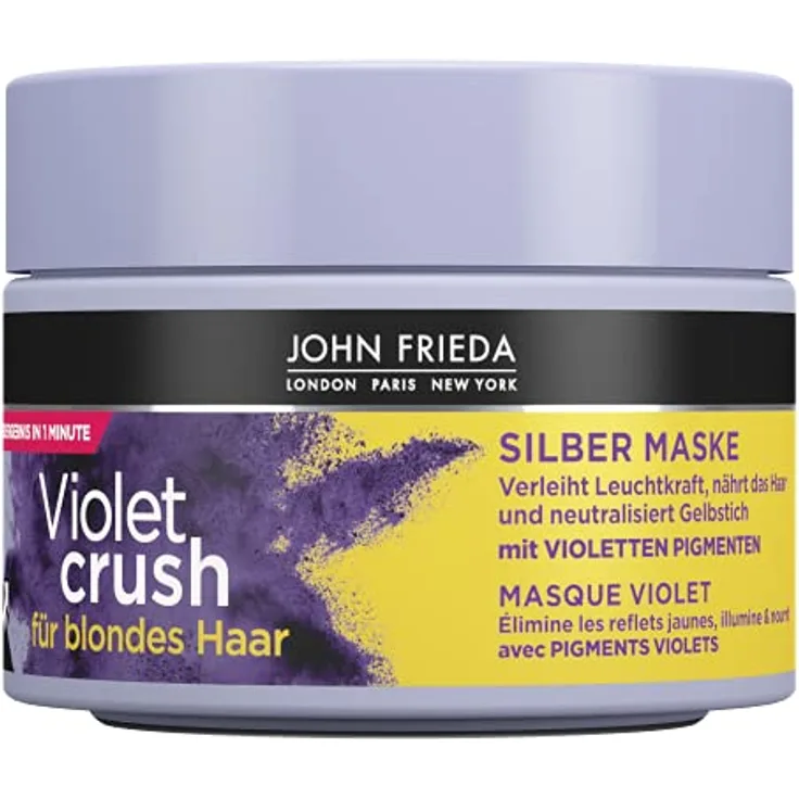 John Frieda Violet Crush Silber Maske - Inhalt: 250ml - Für blondes Haar - Neutralisiert Gelbstich - Repariert Haarschäden