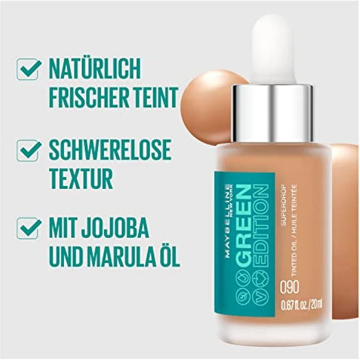 Maybelline Superdrop Tinted Dry Oil Foundation, 20 ml, aufbaubare Deckkraft, natürliche Pflegeformel, Farbe Nr. 25 - Beige – Bild 5