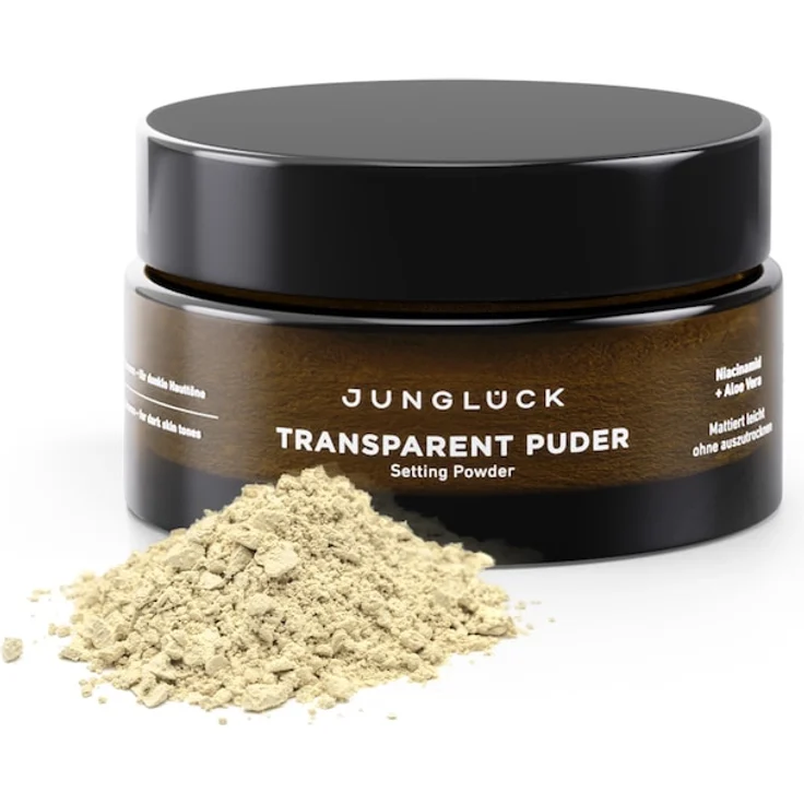 Junglück Transparent Puder 10 g, lose Puder mit Maisstärke, Niacinamid und Aloe Vera, Farbe Banana