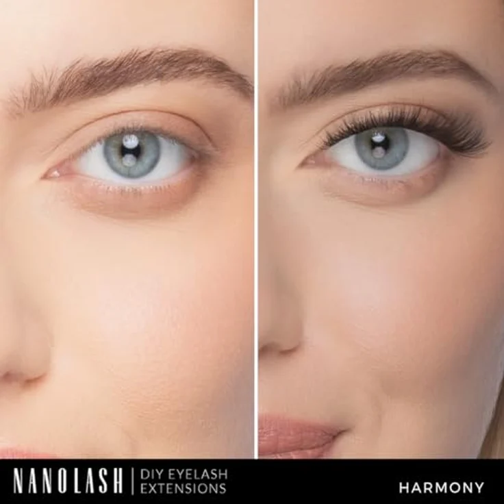 Set zur cluster wimpern zur DIY Wimpernverlängerung zu Hause Nanolash - komplettes Set zu Wimpern Extension zu House, 36 Wimpernsegmente + Bonder + Sealer + Remover + Applikator (HARMONY) – Bild 2