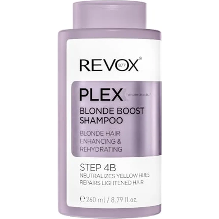 REVOX B77 Plex Blonde Boost Shampoo Step 4B, violettes Toning-Shampoo, neutralisiert Gelbtöne, reinigt sanft, stärkt und hydratisiert coloriertes, trockenes Haar, 260 ml – Bild 1