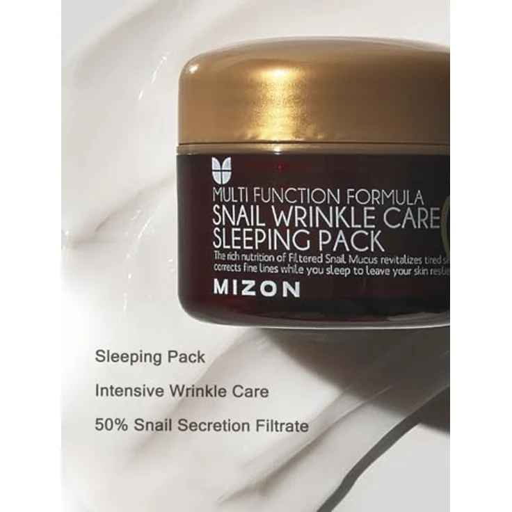 MIZON SNAIL WRINKLE CARE SLEEPING PACK (80g) Koreanische Hautpflege - Leave-in-Nachtmaske - Nachtpflege für hydratisierte, jugendliche Haut – Bild 3