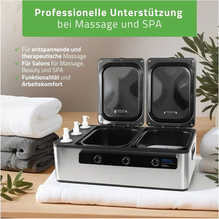 Habys Massageliege Multifunktionales Hot Stone Wärmegerät, Silber, für Massagesteine, Öle und Stempel, 60 cm Länge