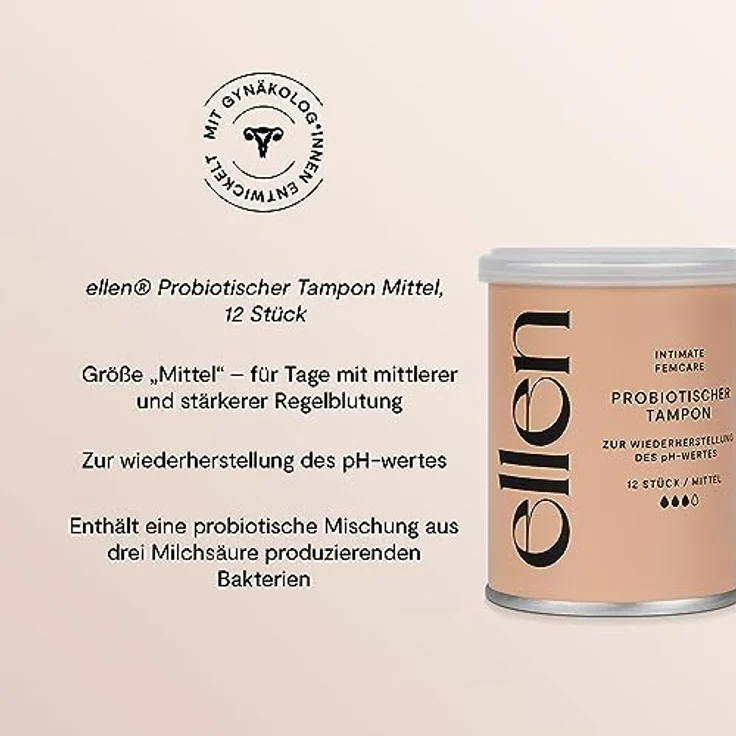 ellen Probiotischer Tampon, Milchsäurebakterien für ausgewogene Intimflora, 16 Stück – Bild 8