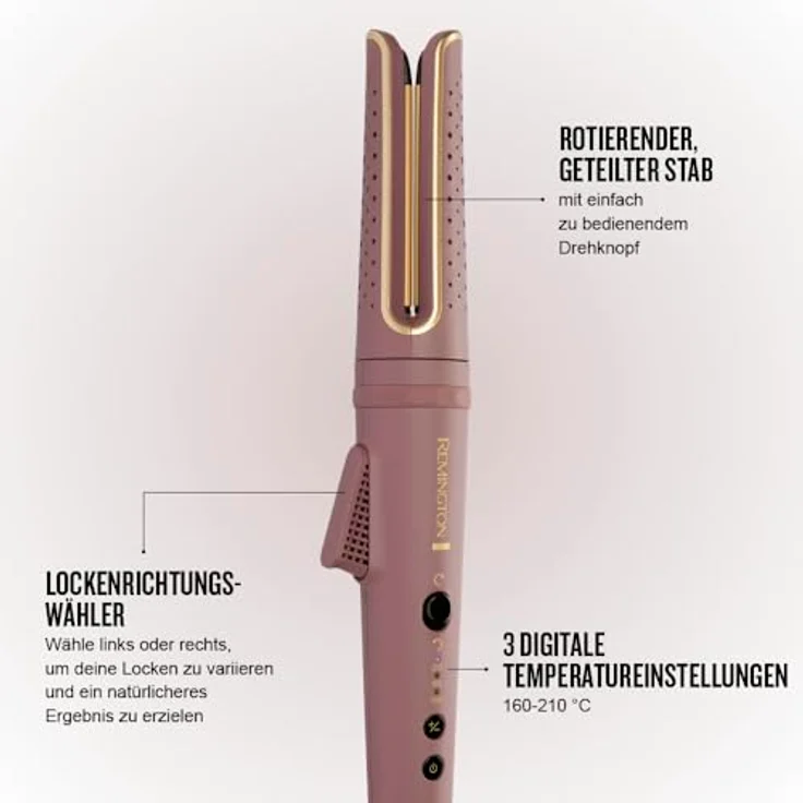 Remington Rotating Curler AIRvive CI8930, rotierender Lockenstab mit IONIC AIR-Technologie und Anti-Frizz-Formel, rot – Bild 3