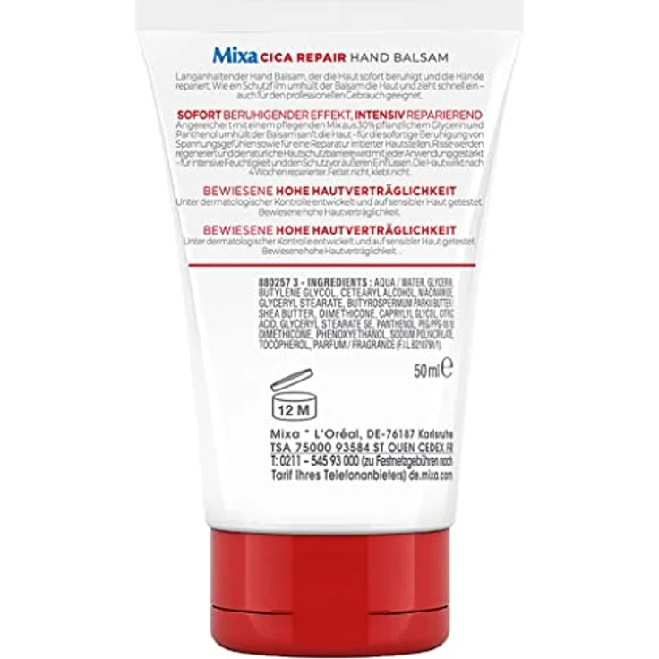 Mixa Cica Repair Hand Balsam, feuchtigkeitsspendende und intensiv reparierende Handcreme, 50 ml – Bild 2