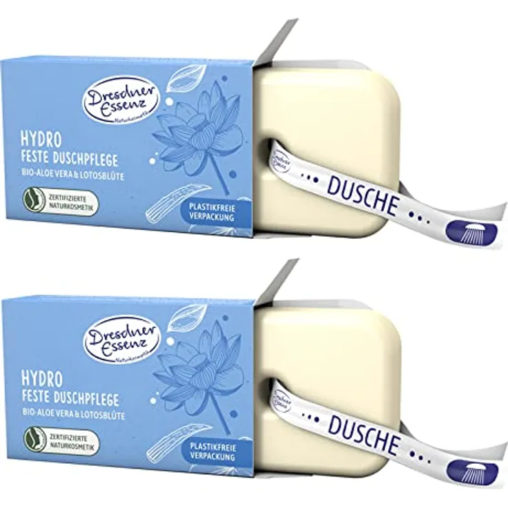 2er Pack Dresdner Essenz Feste Duschpflege Aloe Vera & Lotosblüte 2 x 100 g Duschbad vegan