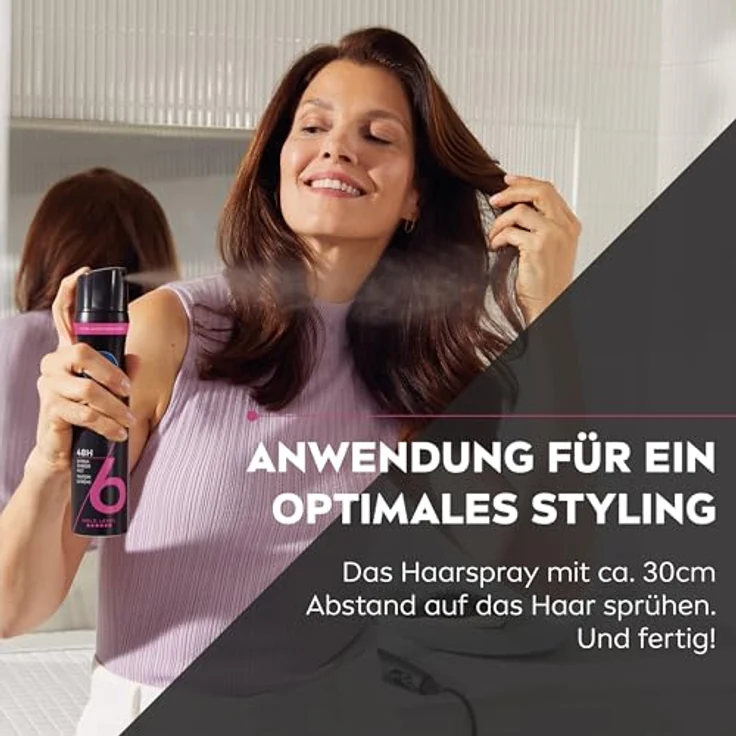 NIVEA Extreme Hold Styling Spray, stärkendes Haarspray mit Panthenol & Vitamin B3, zuverlässiger Haarlack für Stylings mit bis zu 48h Halt, veganes Pflegespray (250 ml) – Bild 4