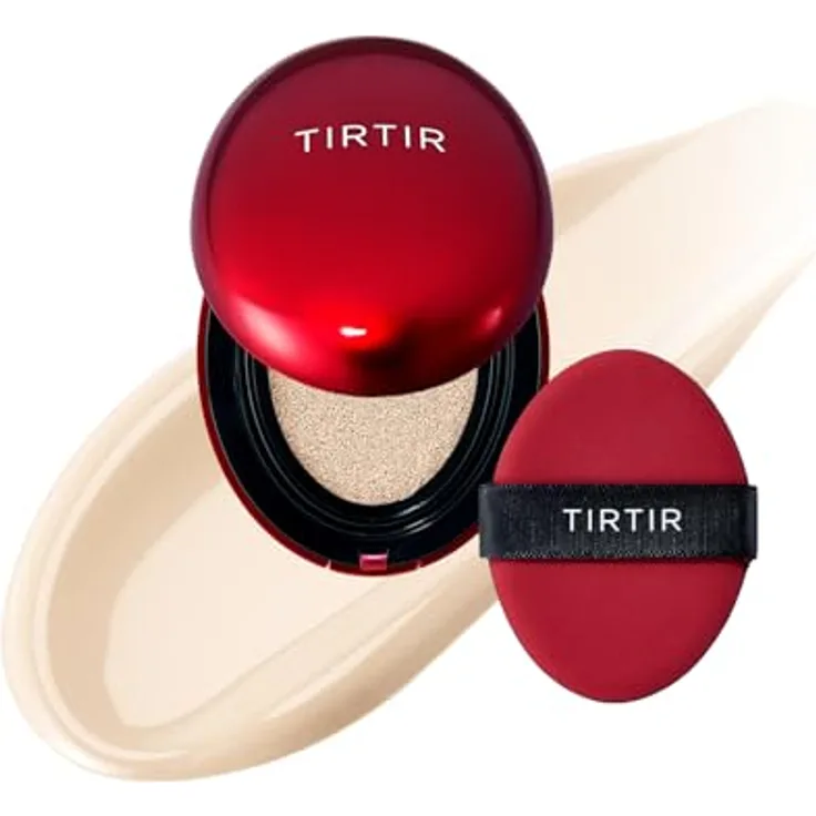 TIRTIR Mask Fit Red Cushion Mini, langanhaltendes Make-up im Schwämmchen, Deckkraft, Farbton 13N Fair Ivory, 4.5 g