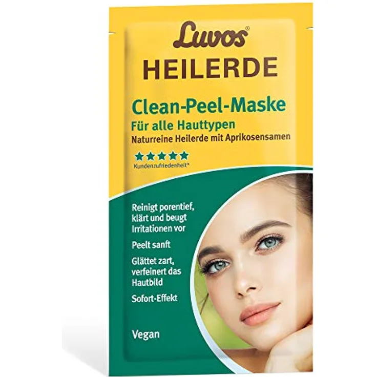 Luvos Heilerde Clean-Peel-Maske, 2-in-1 Pflege mit Aprikosensamen, 2 x 7,5 ml, für jeden Hauttyp, vegan, tierversuchsfrei