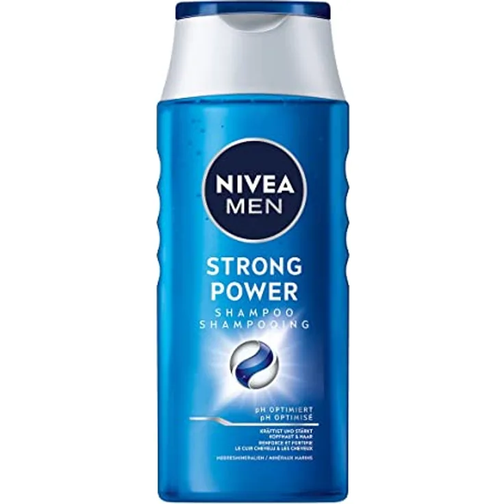 NIVEA MEN Strong Power Shampoo (250 ml), kräftigendes Haarshampoo ohne Silikone und Mikroplastik, Männer Shampoo mit Meeresmineralien und pH-optimierter Formel
