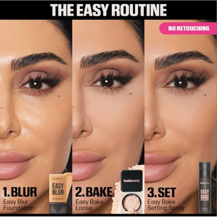 HUDA BEAUTY Easy Bake Setting Spray, Fixierspray & Fixierpuder, alkoholfrei, 30 ml, mattes Finish, bis zu 16 Stunden Halt – Bild 7