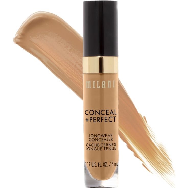 Milani Conceal + Perfect Longwear Concealer, 5 ml, wasserfest, cremige Formel, Nr. 145 - Warm Beige