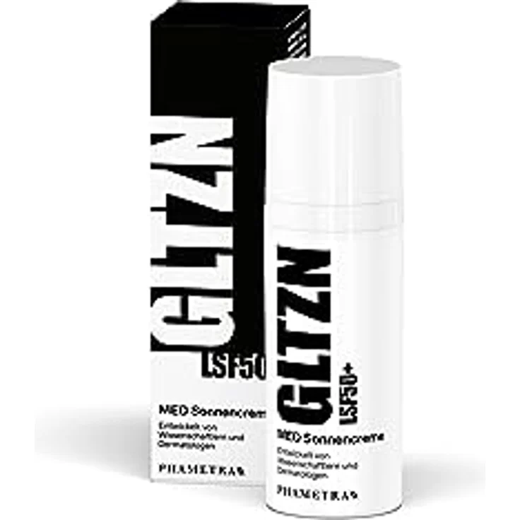GLTZN MED Sonnencreme LSF50+ | Sehr hoher Schutz bei allergischer und empflindlicher Haut | ohne Octocrylene | UVA + UVB Schutz | wasserfest | ohne Duftstoffe | vegan | ohne Mikroplastik | 50ml – Bild 1