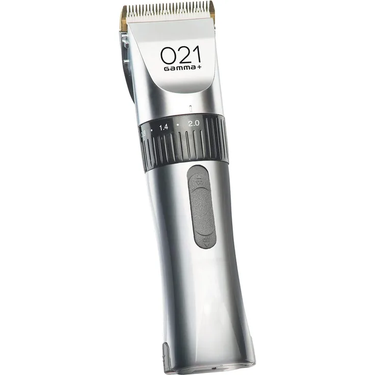Gamma Più 021 Gamma+, Haarschneider mit 0,8 mm Schneideblatt, Keramik, Akku mit integrierter Batterie, Silber