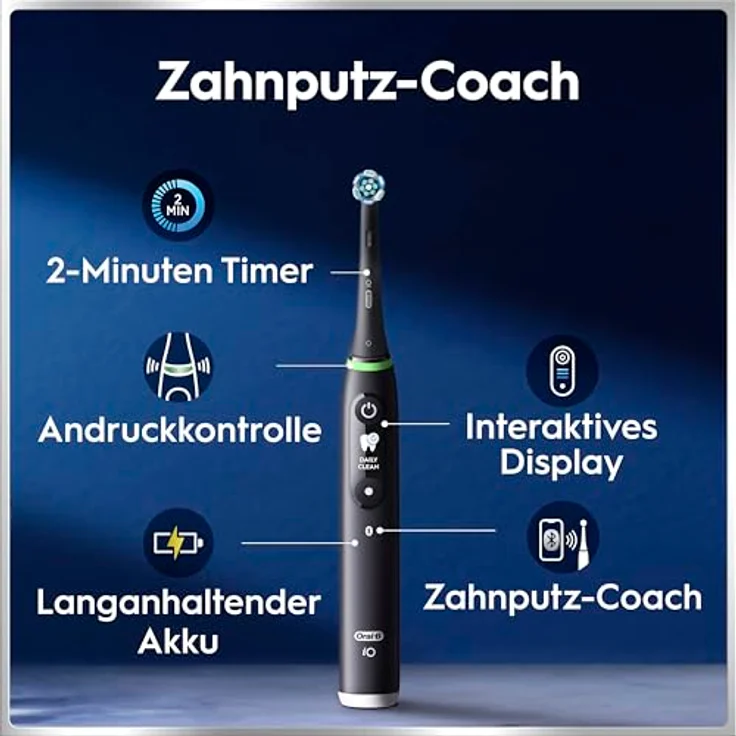 Oral-B iO Series 6, Elektrische Zahnbürste im Doppelpack mit 3 Aufsteckbürsten, Reise-Etui, 5 Putzmodi, Schwarz-Rosa, Designed by Braun – Bild 3