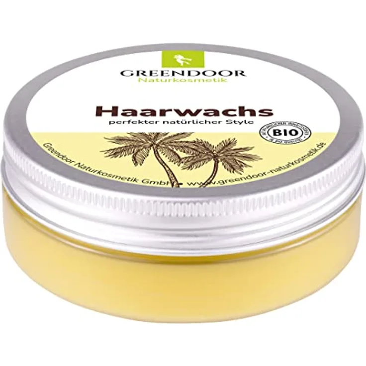 GREENDOOR natürliches Haarwachs matt 50ml, natural Style wax ohne Silikon Mineralöl Duftstoffe Parfum, Naturkosmetik hair styling mit Bio Kokosöl Bienenwachs Jojobaöl