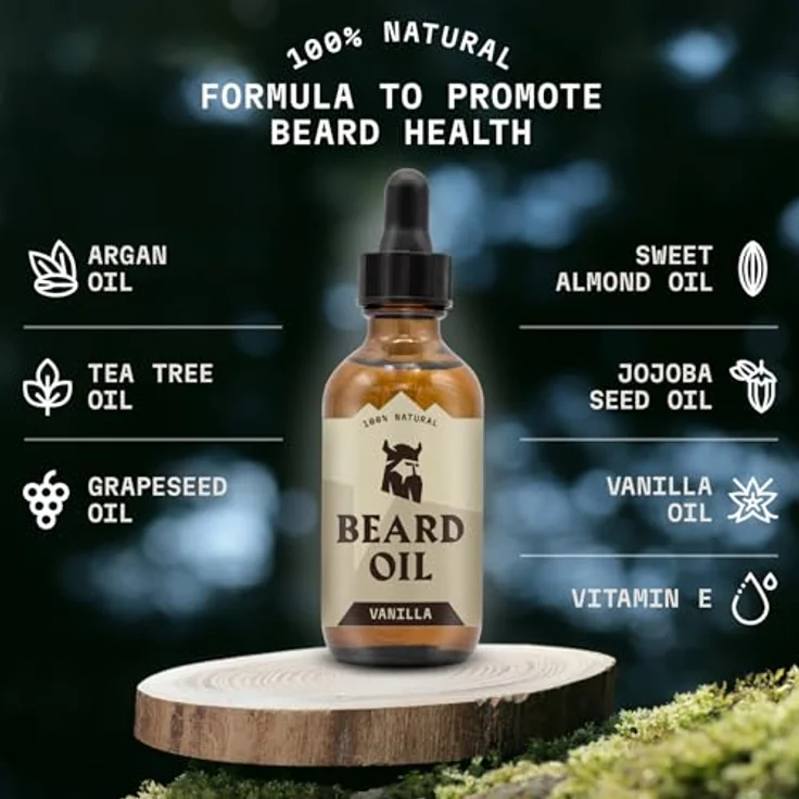 Striking Viking Vanille Bartöl Set, 60 ml, 2er Pack, Jojoba-, Argan- & Mandelöl gegen Juckreiz & für Bartwachstum - mit sanftem Vanilleduft – Bild 4
