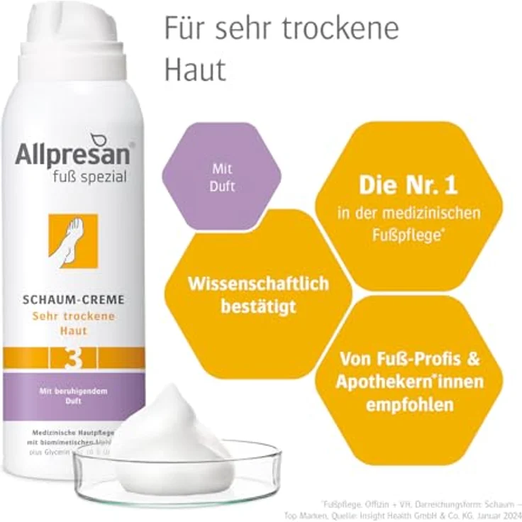 Allpresan Fuß spezial Nr.3 Schaum-Creme mit beruhigendem Duft - Fußcreme für sehr trockene Haut - 125 ml – Bild 4