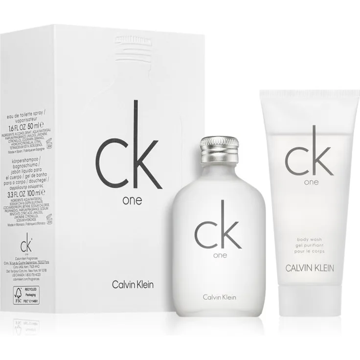 Calvin Klein CK One Geschenkset Unisex, Duftset mit 50 ml Eau de Toilette und 100 ml Duschgel
