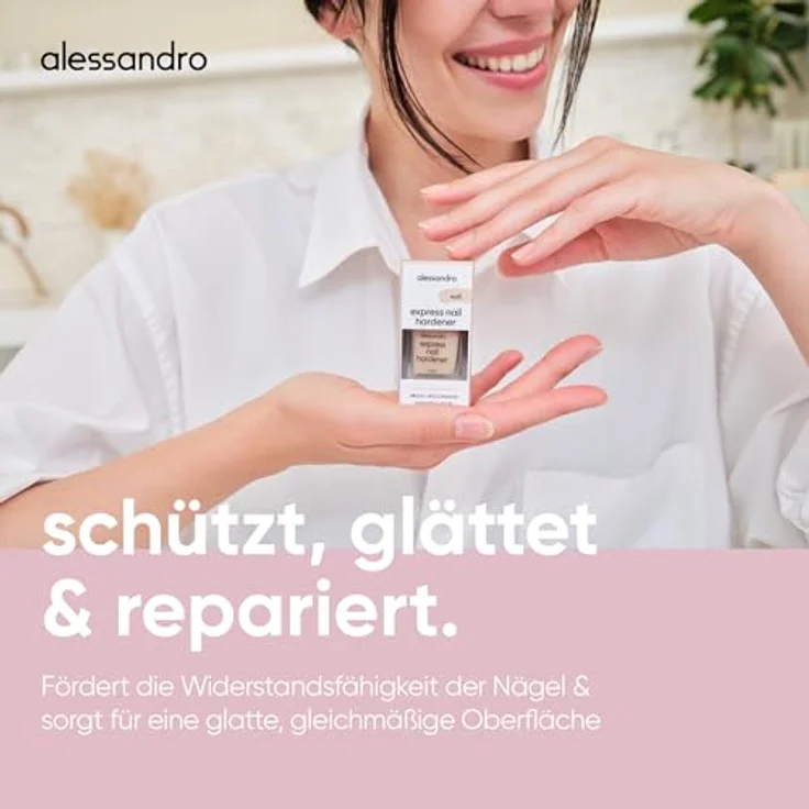 Alessandro Express Nail Hardener, Nagelhärter für Damen mit Eisen- und Calciumkomplex, 10 ml - auch in "Golden Shine" und "Nude" erhältlich – Bild 3