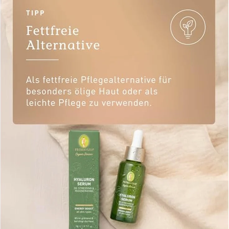 Primavera Hyaluron Serum De-Stressing & Regenerating, 30 ml Gesichtsserum mit Bio-Limette und Damaszener Rose für alle Hauttypen – Bild 4
