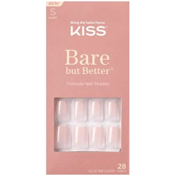 KISS Bare But Better Short, künstliche Fingernägel 28 St., einfach anzuwenden, langlebig, mit Kleber – Bild 2