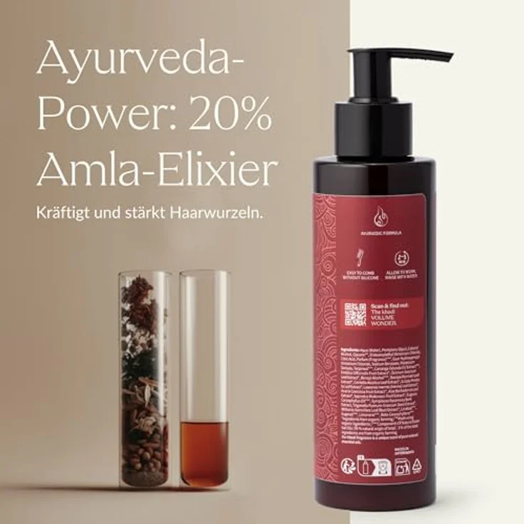 Khadi Amla Volume Conditioner, Ayurvedische Pflanzenkraft für dichteres, volleres Haar, natürlich & vegan, 200ml – Bild 5