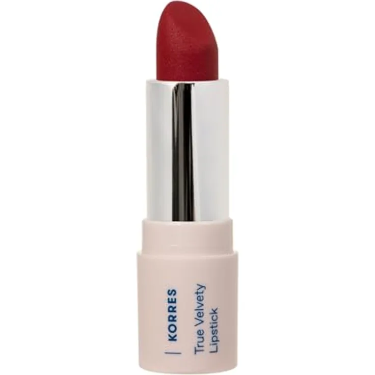 KORRES True Velvety Lipstick Vivid Red 55, roter Lippenstift mit hoher Deckkraft, cremiger Textur & semi-mattem Finish, 3g, vegan