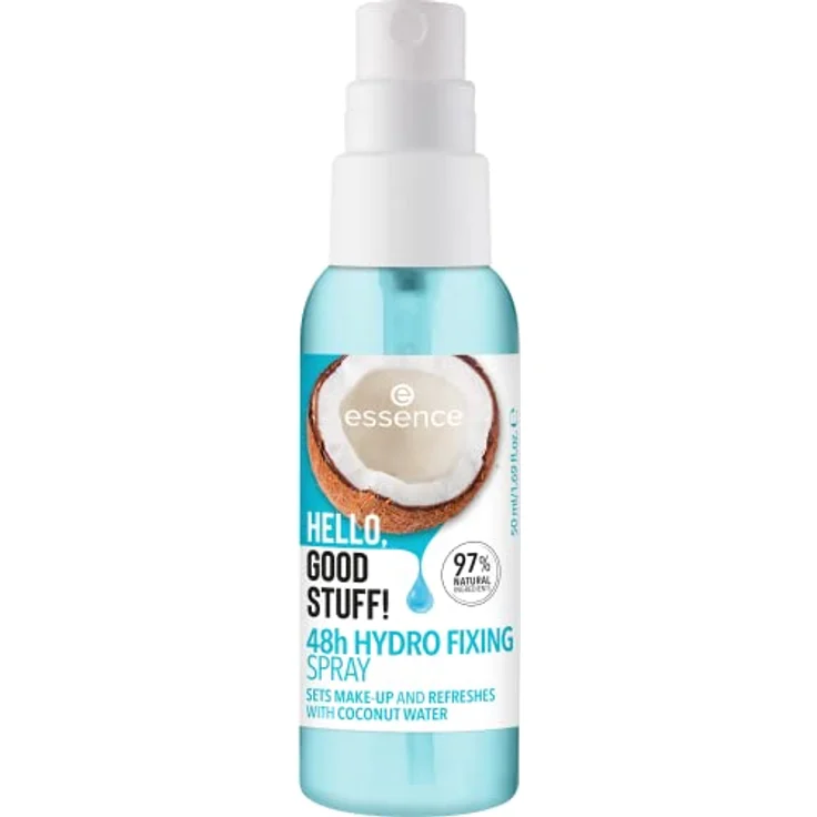 essence HELLO, GOOD STUFF! 48h HYDRO FIXING SPRAY, Transparent, feuchtigkeitsspendend, fixierend, erfrischend, natürlich, strahlend frisch, vegan, ölfrei, ohne Alkohol, ohne Parabene, 1er Pack (50ml) – Bild 1