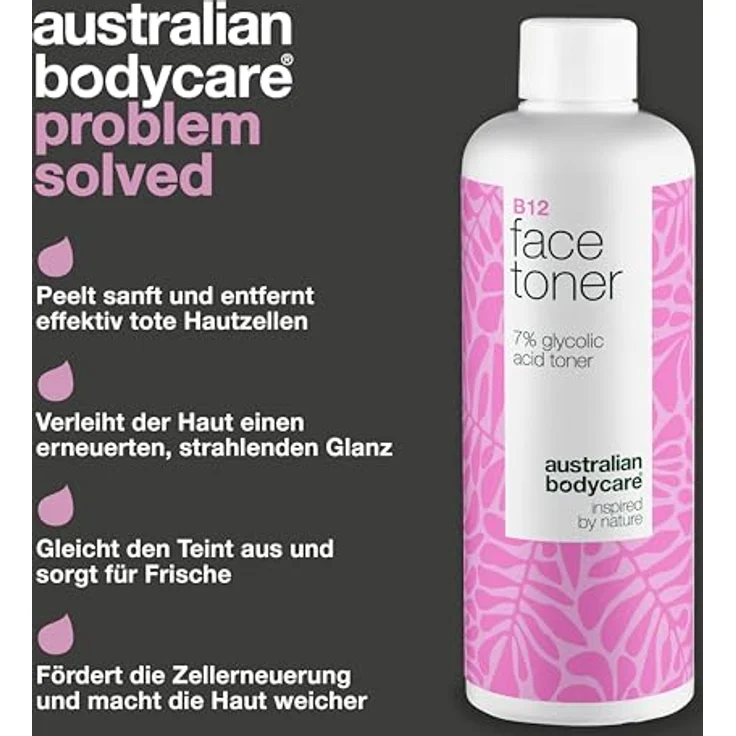 Australian Bodycare B12 Exfoliating Toner, 7% Glykolsäure mit Vitamin B12 und Pflanzenextrakten zur Entfernung abgestorbener Hautzellen und Verbesserung der Hautstruktur – Bild 3