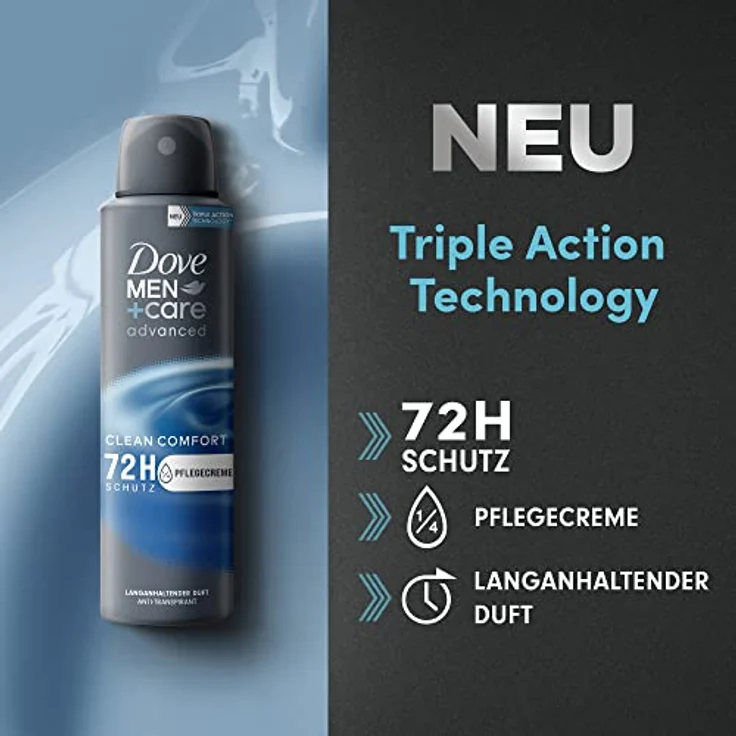 Dove Men+Care advanced Anti-Transpirant Clean Comfort, 72h Schutz, 150 ml – Bild 3