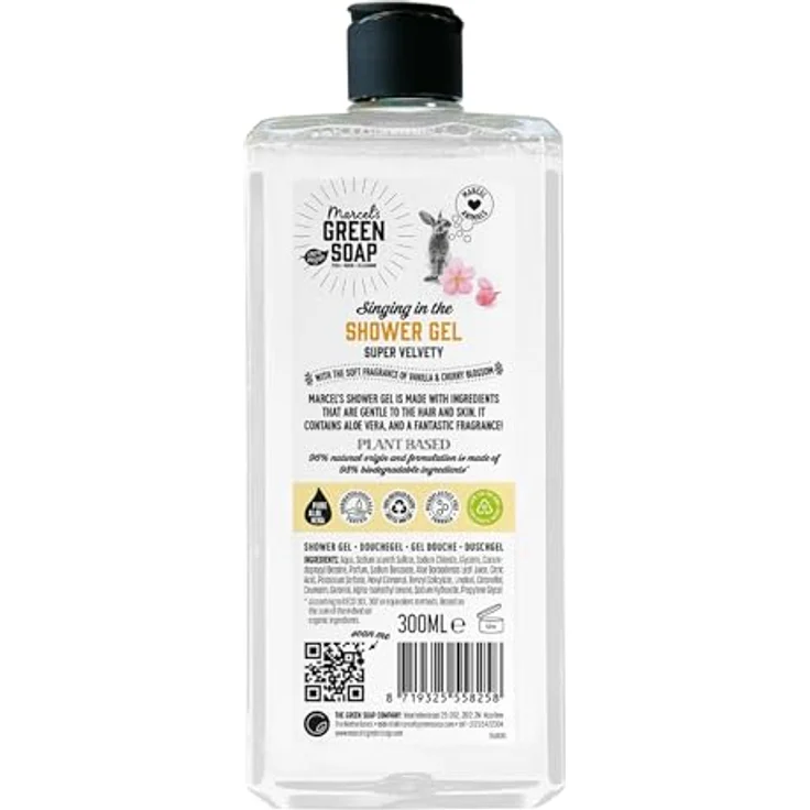 Marcel's Green Soap Duschgel Vanille & Kirschblüte, Mikroplastik-frei, 98% biologisch abbaubar, vegane Rezeptur in recycelter Plastikflasche – Bild 2