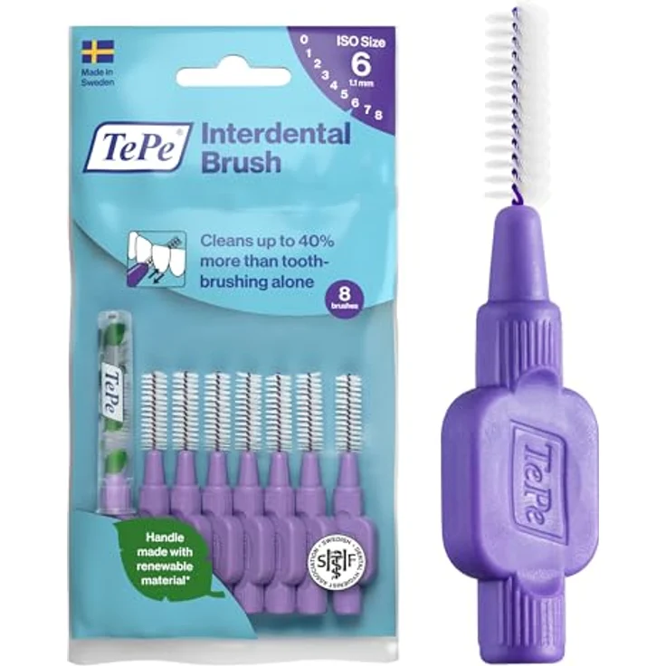 TePe Interdentalbürste - Für eine einfache und gründliche Reinigung der Zahnzwischenräume 1 x 8 Interdental Bürsten Interdentalbürsten lila – Bild 2